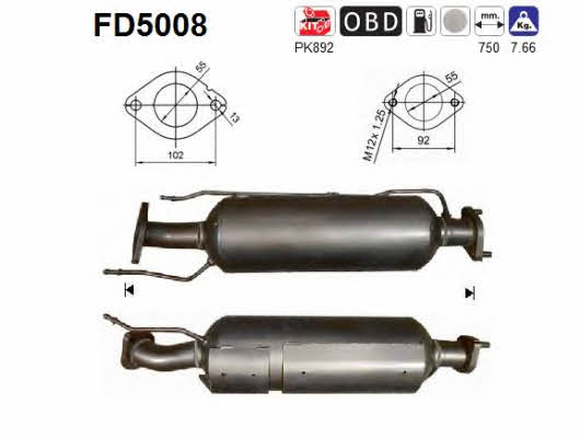 As FD5008 Diesel particulate filter DPF FD5008: Buy near me in Poland at 2407.PL - Good price!