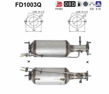 As FD1003Q Diesel particulate filter DPF FD1003Q: Buy near me at 2407.PL in Poland at an Affordable price!