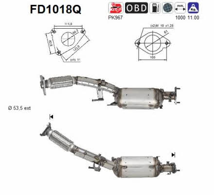 As FD1018Q Diesel particulate filter DPF FD1018Q: Buy near me in Poland at 2407.PL - Good price!