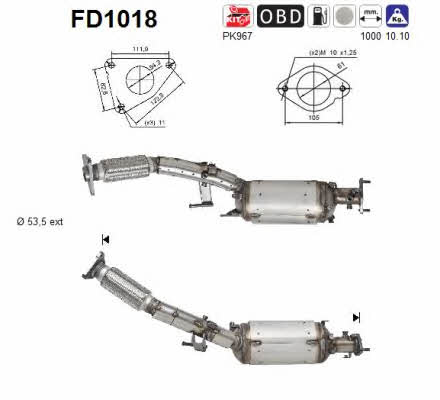 As FD1018 Diesel particulate filter DPF FD1018: Buy near me in Poland at 2407.PL - Good price!