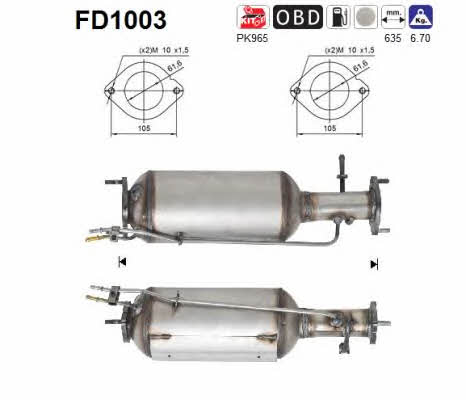 As FD1003 Diesel particulate filter DPF FD1003: Buy near me in Poland at 2407.PL - Good price!