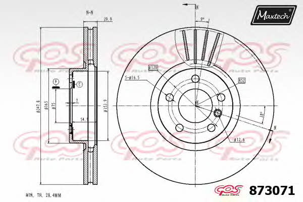 MaxTech 873071.0000 Диск гальмівний передній вентильований 8730710000: Приваблива ціна - Купити у Польщі на 2407.PL!