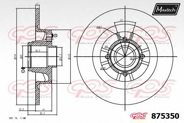 MaxTech 875350.6065 Rear brake disc, non-ventilated 8753506065: Buy near me in Poland at 2407.PL - Good price!