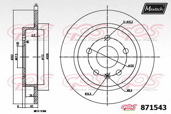 MaxTech 871543.6060 Bremsscheibe hinten, unbelüftet 8715436060: Kaufen Sie zu einem guten Preis in Polen bei 2407.PL!