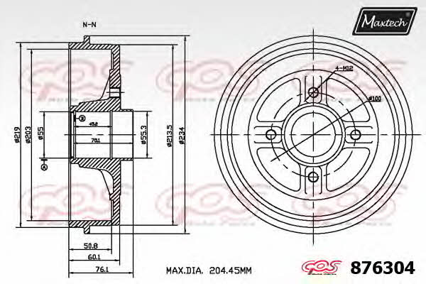 MaxTech 876304.0000 Rear brake drum 8763040000: Buy near me in Poland at 2407.PL - Good price!