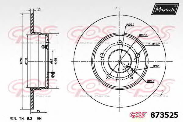 MaxTech 873525.6880 Диск тормозной 8735256880: Отличная цена - Купить в Польше на 2407.PL!