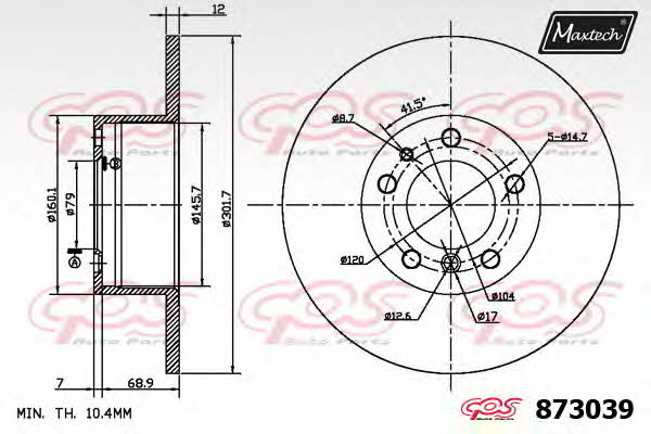 MaxTech 873039.6980 Диск тормозной 8730396980: Отличная цена - Купить в Польше на 2407.PL!