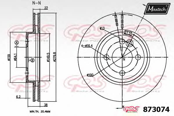 MaxTech 873074.6880 Wentylowana przednia tarcza hamulcowa 8730746880: Dobra cena w Polsce na 2407.PL - Kup Teraz!