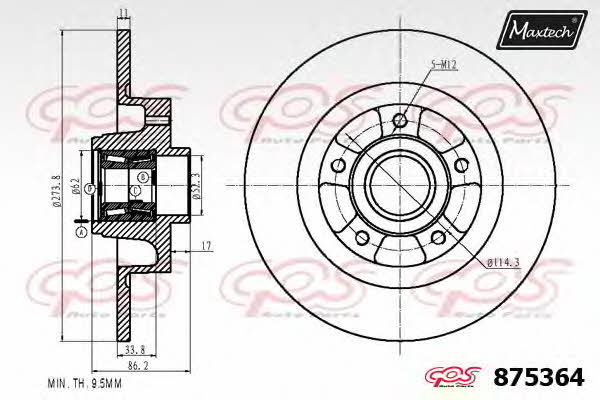 MaxTech 875364.0005 Rear brake disc, non-ventilated 8753640005: Buy near me in Poland at 2407.PL - Good price!