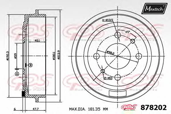 MaxTech 878202.0000 Rear brake drum 8782020000: Buy near me in Poland at 2407.PL - Good price!