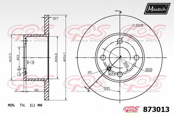 MaxTech 873013.6880 Диск тормозной 8730136880: Отличная цена - Купить в Польше на 2407.PL!