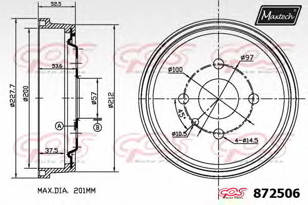 MaxTech 872506.0000 Rear brake drum 8725060000: Buy near me in Poland at 2407.PL - Good price!