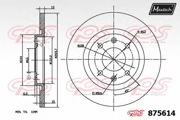 MaxTech 875614.0000 Диск гальмівний передній невентильований 8756140000: Приваблива ціна - Купити у Польщі на 2407.PL!