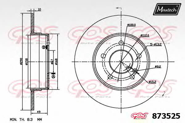 MaxTech 873525.0000 Rear brake disc, non-ventilated 8735250000: Buy near me in Poland at 2407.PL - Good price!
