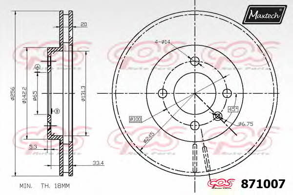 MaxTech 871007.6880 Front brake disc ventilated 8710076880: Buy near me in Poland at 2407.PL - Good price!