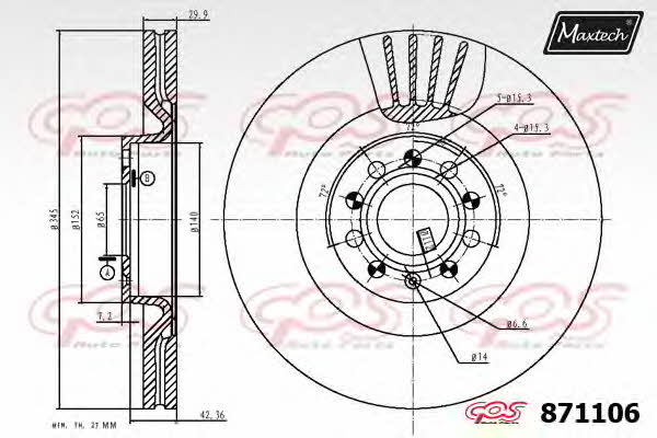 MaxTech 871106.6060 Innenbelüftete Bremsscheibe vorne 8711066060: Kaufen Sie zu einem guten Preis in Polen bei 2407.PL!