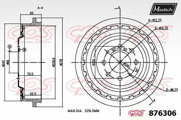 MaxTech 876306.0000 Rear brake drum 8763060000: Buy near me in Poland at 2407.PL - Good price!