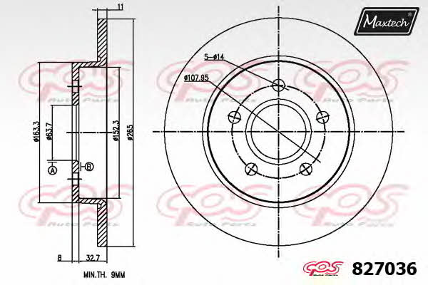 MaxTech 827036.6060 Диск гальмівний задній невентильований 8270366060: Приваблива ціна - Купити у Польщі на 2407.PL!