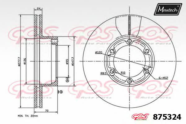 MaxTech 875324.6880 Wentylowana przednia tarcza hamulcowa 8753246880: Dobra cena w Polsce na 2407.PL - Kup Teraz!