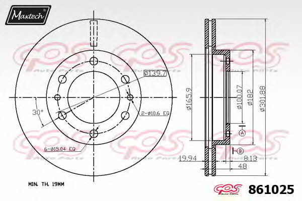 MaxTech 861025.0000 Диск гальмівний передній вентильований 8610250000: Приваблива ціна - Купити у Польщі на 2407.PL!