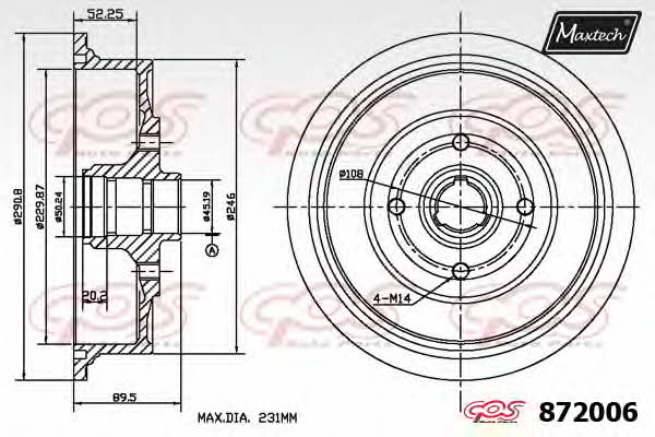 MaxTech 872006.0000 Rear brake drum 8720060000: Buy near me in Poland at 2407.PL - Good price!
