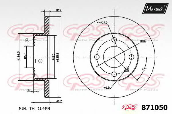 MaxTech 871050.6880 Диск тормозной 8710506880: Отличная цена - Купить в Польше на 2407.PL!