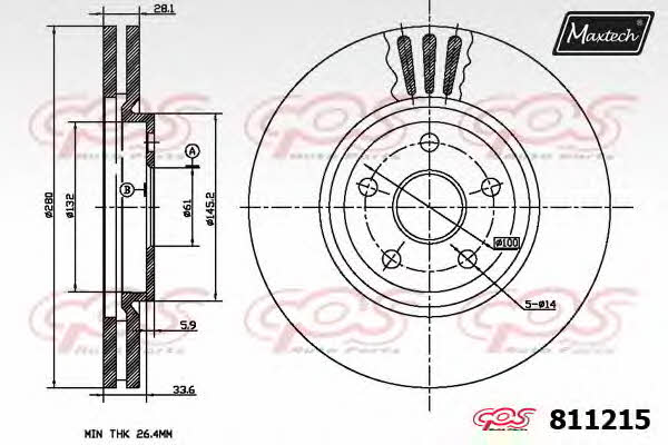 MaxTech 811215.6980 Front brake disc ventilated 8112156980: Buy near me in Poland at 2407.PL - Good price!