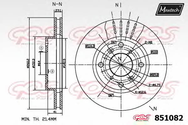 MaxTech 851082.6880 Front brake disc ventilated 8510826880: Buy near me in Poland at 2407.PL - Good price!