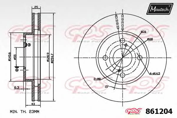 MaxTech 861204.6060 Wentylowana przednia tarcza hamulcowa 8612046060: Dobra cena w Polsce na 2407.PL - Kup Teraz!