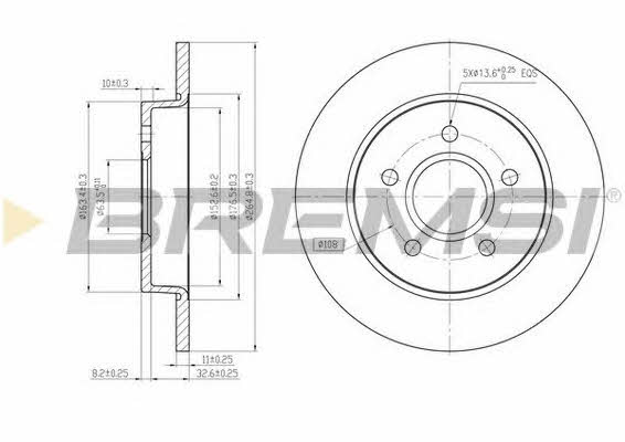 Bremsi DBB226S Диск гальмівний задній невентильований DBB226S: Приваблива ціна - Купити у Польщі на 2407.PL!