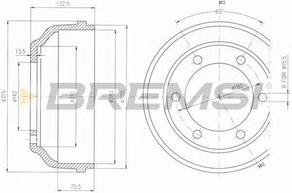 Bremsi DR5625 Rear brake drum DR5625: Buy near me at 2407.PL in Poland at an Affordable price!