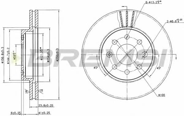 Bremsi DBB565V Диск гальмівний передній вентильований DBB565V: Приваблива ціна - Купити у Польщі на 2407.PL!