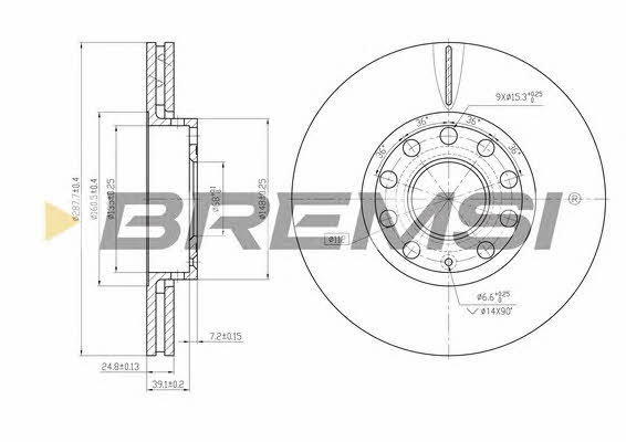 Bremsi DBB706V Front brake disc ventilated DBB706V: Buy near me in Poland at 2407.PL - Good price!
