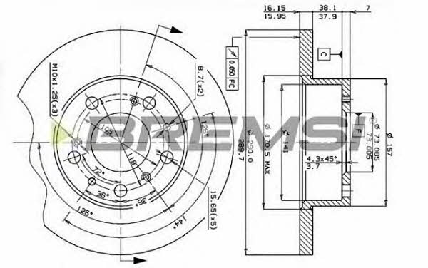 Bremsi DBA069S Unventilated front brake disc DBA069S: Buy near me in Poland at 2407.PL - Good price!