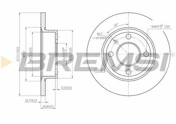 Bremsi DBA875S Unventilated front brake disc DBA875S: Buy near me at 2407.PL in Poland at an Affordable price!