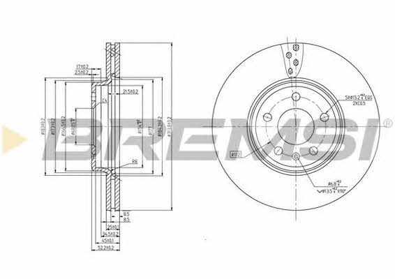 Bremsi DBB663V Front brake disc ventilated DBB663V: Buy near me in Poland at 2407.PL - Good price!