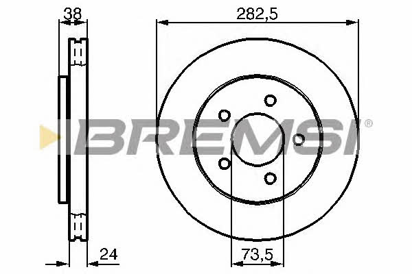 Bremsi DBB059V Тормозной диск передний вентилируемый DBB059V: Купить в Польше - Отличная цена на 2407.PL!