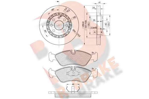 R Brake 3R07589042 Front ventilated brake discs with pads, set 3R07589042: Buy near me in Poland at 2407.PL - Good price!