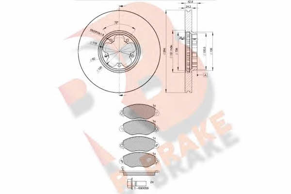 R Brake 3R14985613 Front ventilated brake discs with pads, set 3R14985613: Buy near me in Poland at 2407.PL - Good price!