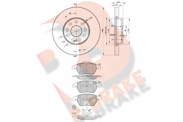 R Brake 3R15675615 Front ventilated brake discs with pads, set 3R15675615: Buy near me in Poland at 2407.PL - Good price!