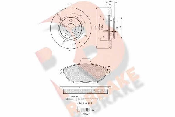 R Brake 3R11224683 Front ventilated brake discs with pads, set 3R11224683: Buy near me in Poland at 2407.PL - Good price!