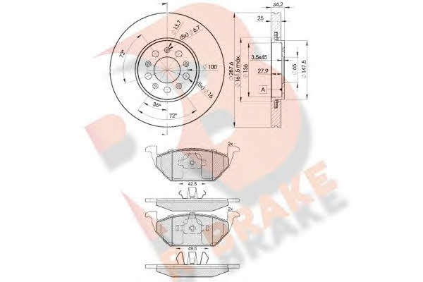 R Brake 3R13385604 Front ventilated brake discs with pads, set 3R13385604: Buy near me in Poland at 2407.PL - Good price!