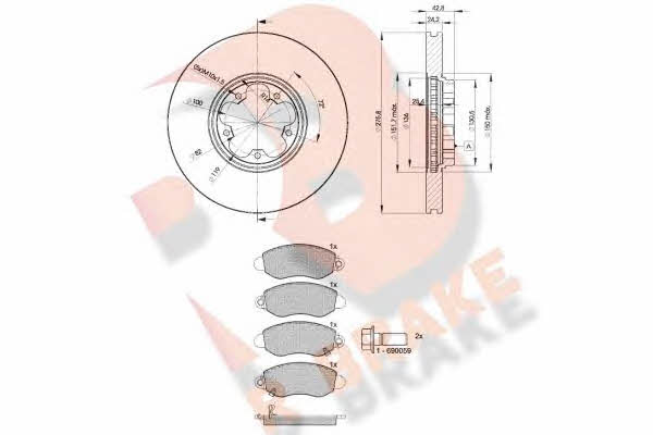 R Brake 3R13675612 Front ventilated brake discs with pads, set 3R13675612: Buy near me in Poland at 2407.PL - Good price!