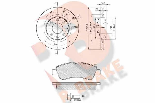  3R13884750 Front ventilated brake discs with pads, set 3R13884750: Buy near me in Poland at 2407.PL - Good price!