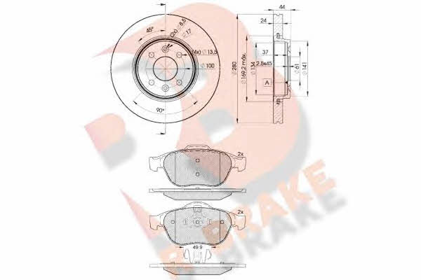 R Brake 3R18617829 Tarcze hamulcowe z klockami, komplet 3R18617829: Dobra cena w Polsce na 2407.PL - Kup Teraz!