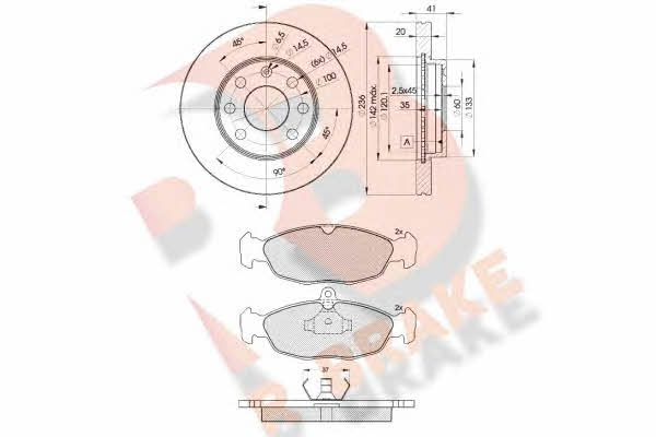 R Brake 3R08581440 Front ventilated brake discs with pads, set 3R08581440: Buy near me at 2407.PL in Poland at an Affordable price!