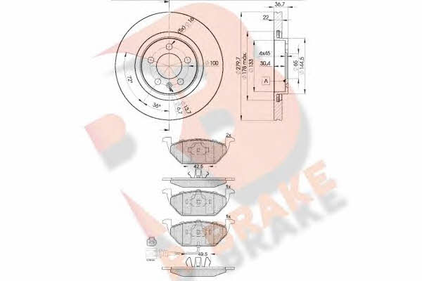 R Brake 3R13495603 Front ventilated brake discs with pads, set 3R13495603: Buy near me in Poland at 2407.PL - Good price!