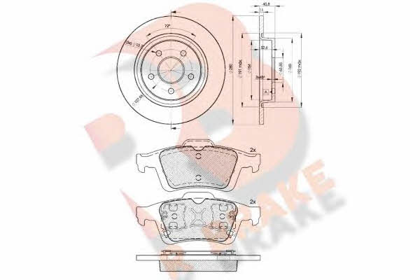R Brake 3R17433962 Brake discs with pads rear non-ventilated, set 3R17433962: Buy near me in Poland at 2407.PL - Good price!