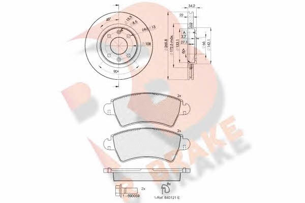 R Brake 3R15254750 Front ventilated brake discs with pads, set 3R15254750: Buy near me in Poland at 2407.PL - Good price!