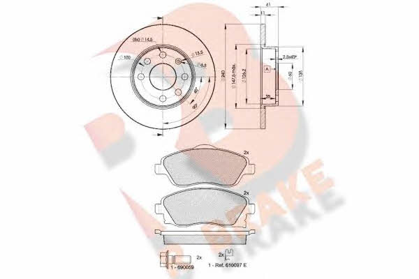 R Brake 3R15269020 Диски гальмівні з колодками передні невентильовані, комплект 3R15269020: Приваблива ціна - Купити у Польщі на 2407.PL!